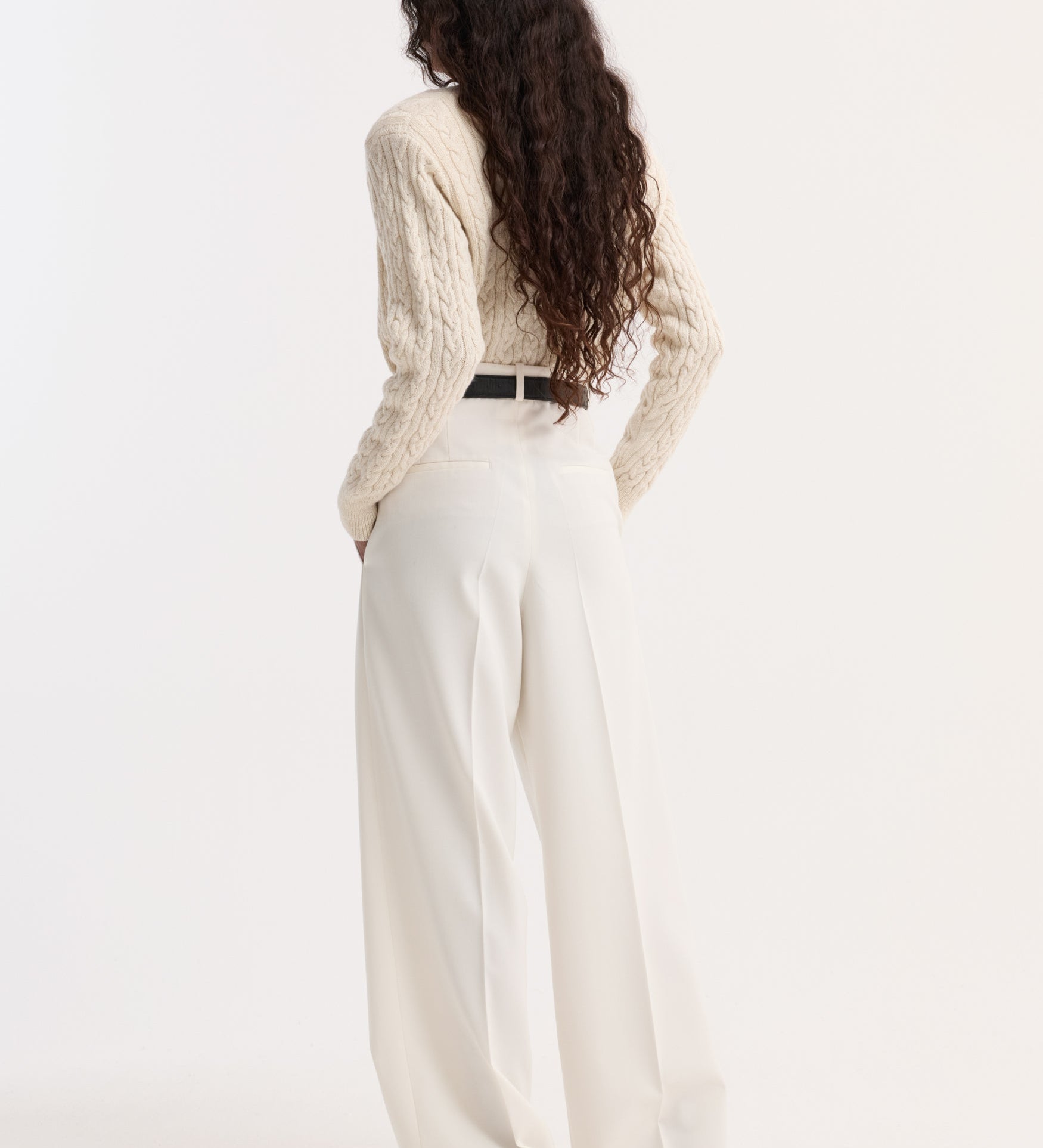 ROHE - Fine merino cable cardigan | cream