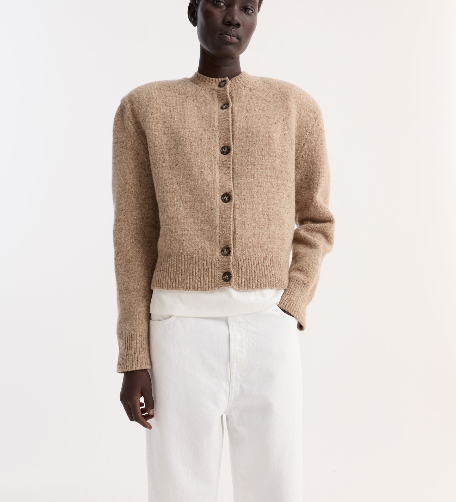ROHE - Fine merino tweed cardigan | oat melange
