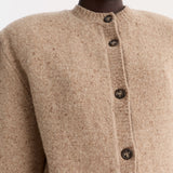 ROHE - Fine merino tweed cardigan | oat melange