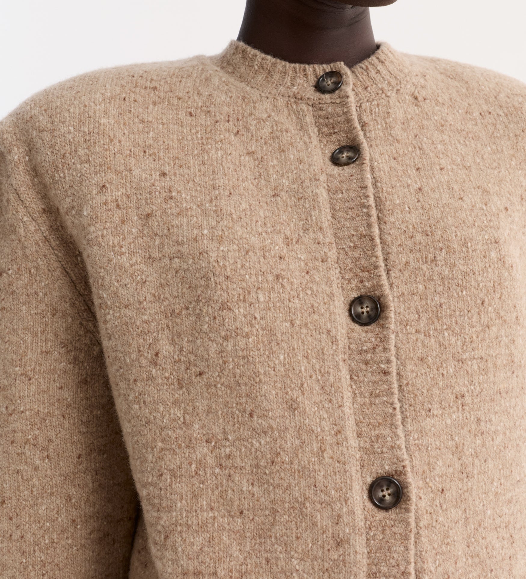 ROHE - Fine merino tweed cardigan | oat melange