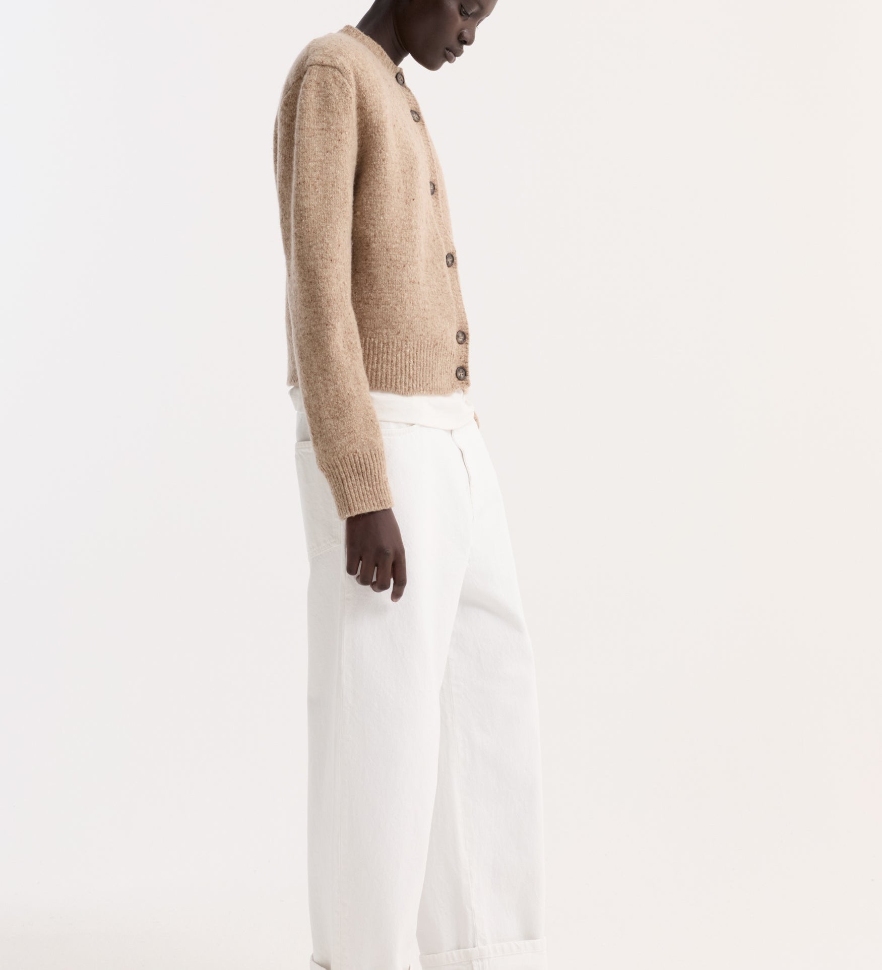 ROHE - Fine merino tweed cardigan | oat melange