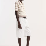 ROHE - Towelling striped polo | cream / brown stripe
