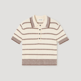 ROHE - Towelling striped polo | cream / brown stripe