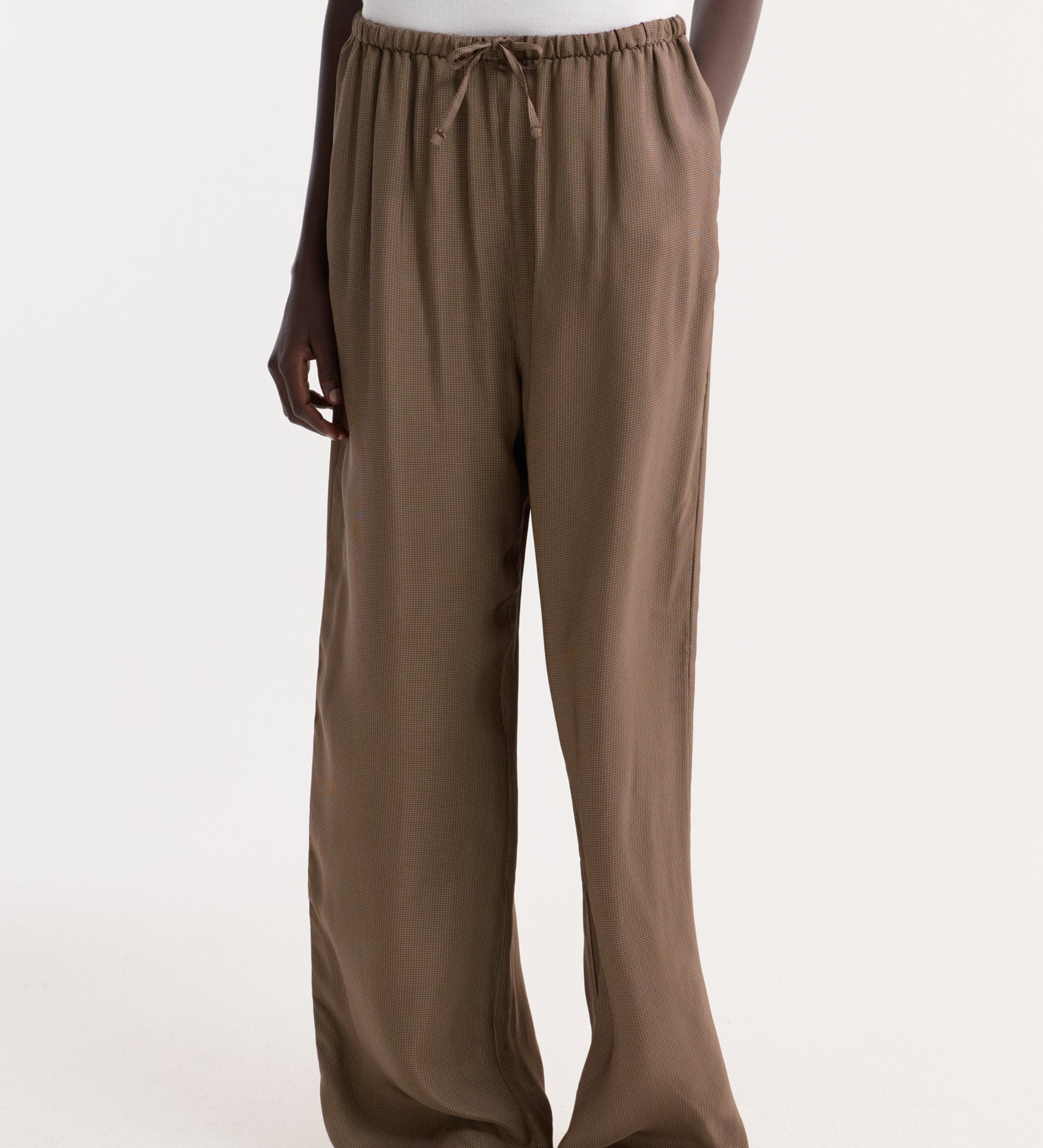 ROHE - Relaxed fit trousers | brown mini check