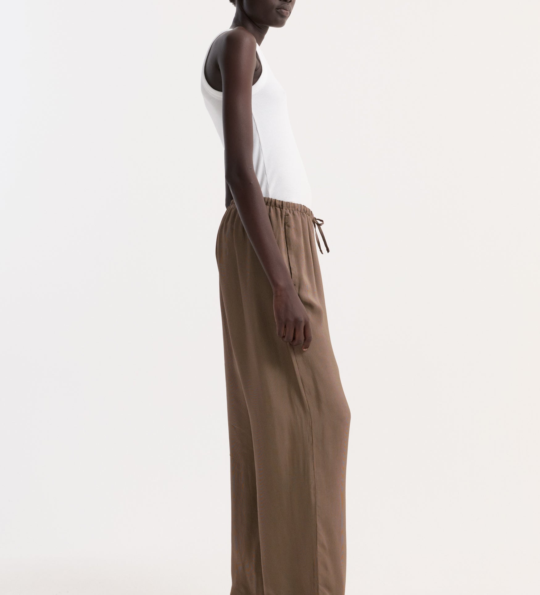 ROHE - Relaxed fit trousers | brown mini check