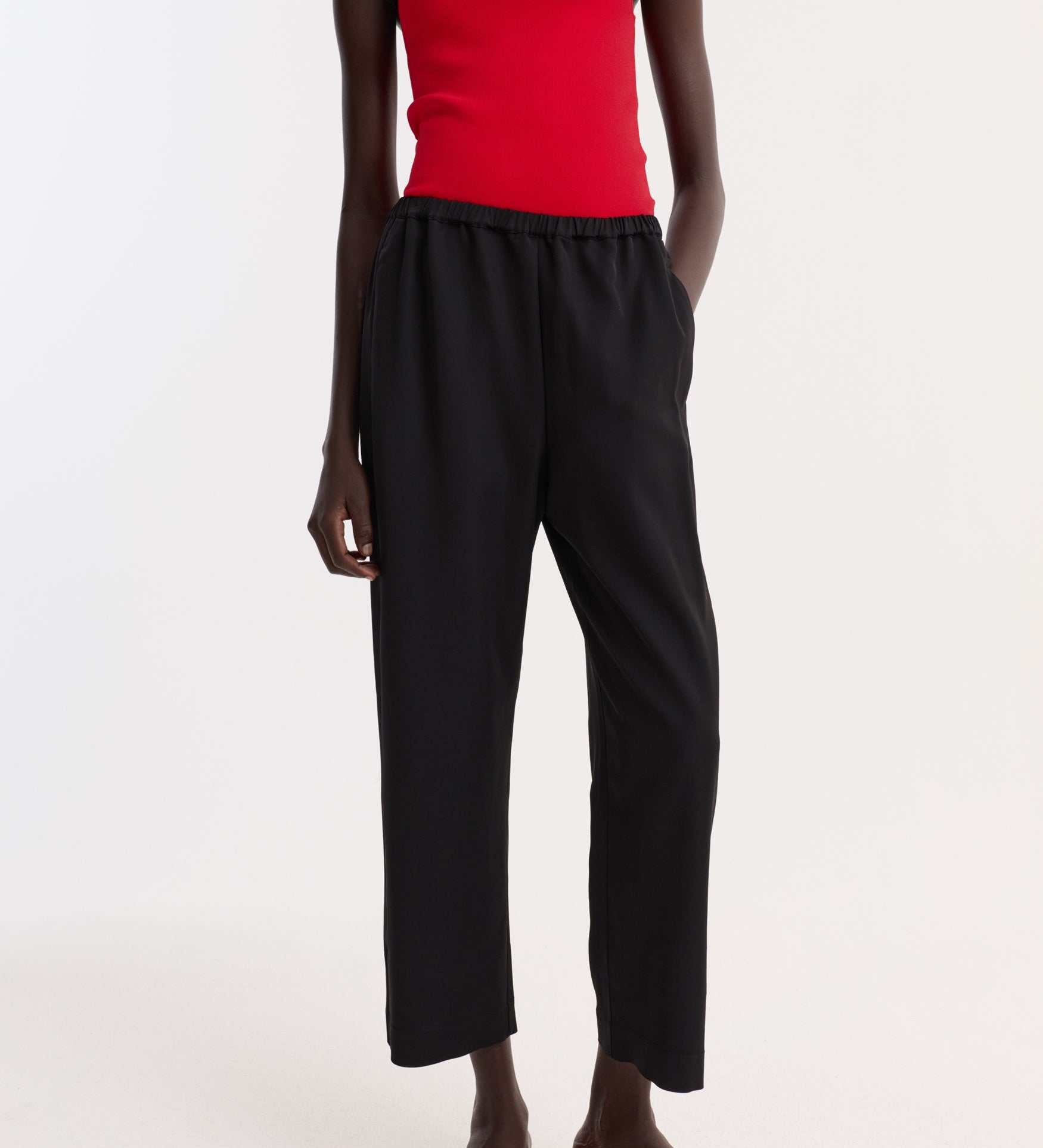 ROHE - Cropped wide leg trousers | black