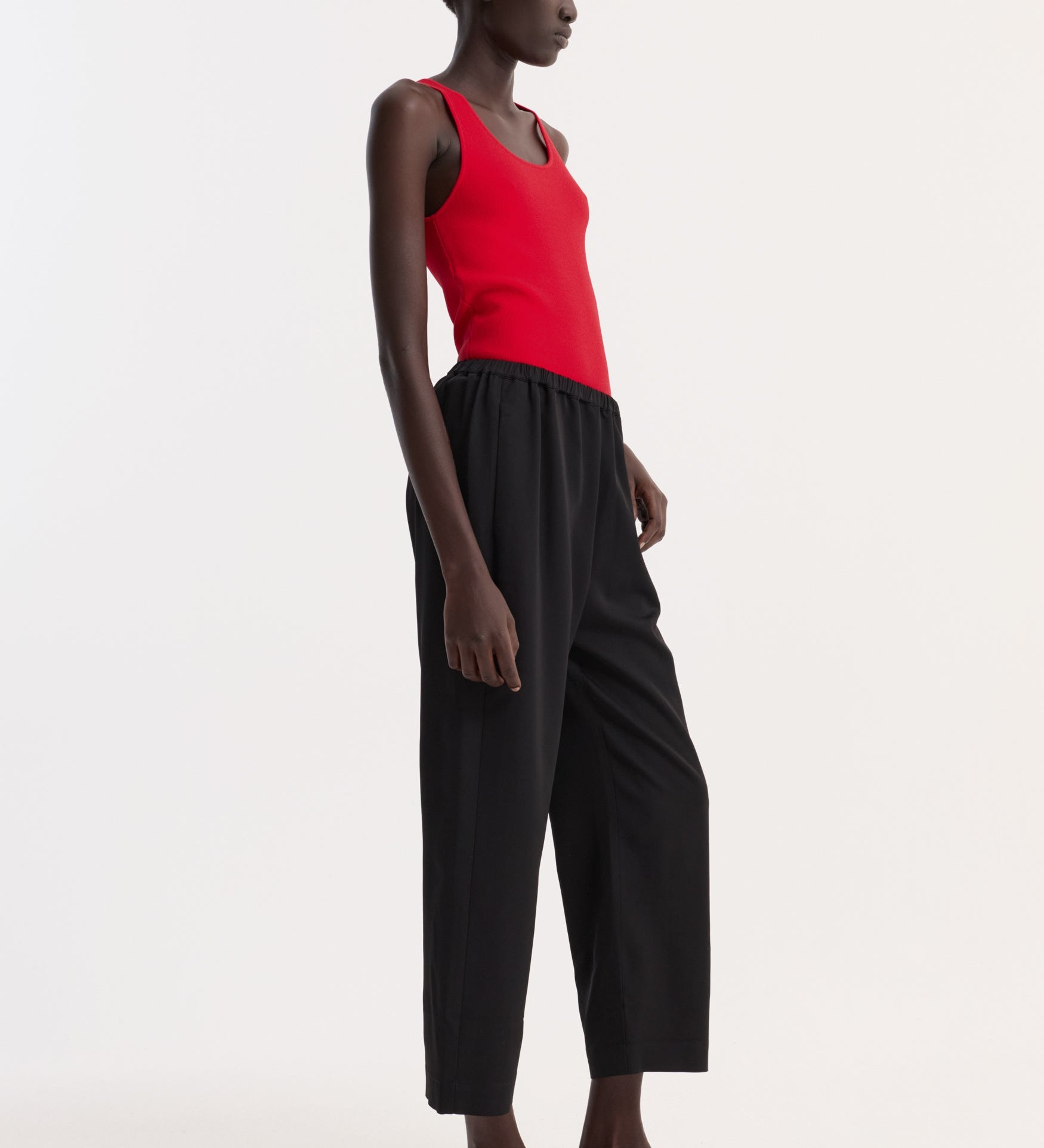 ROHE - Cropped wide leg trousers | black