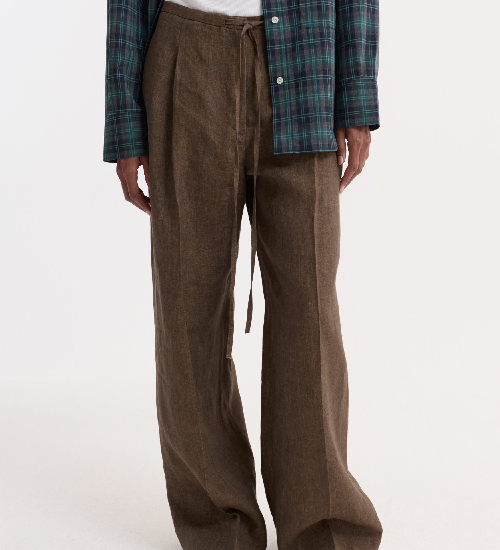 ROHE - Relaxed drawstring trousers | brown melange