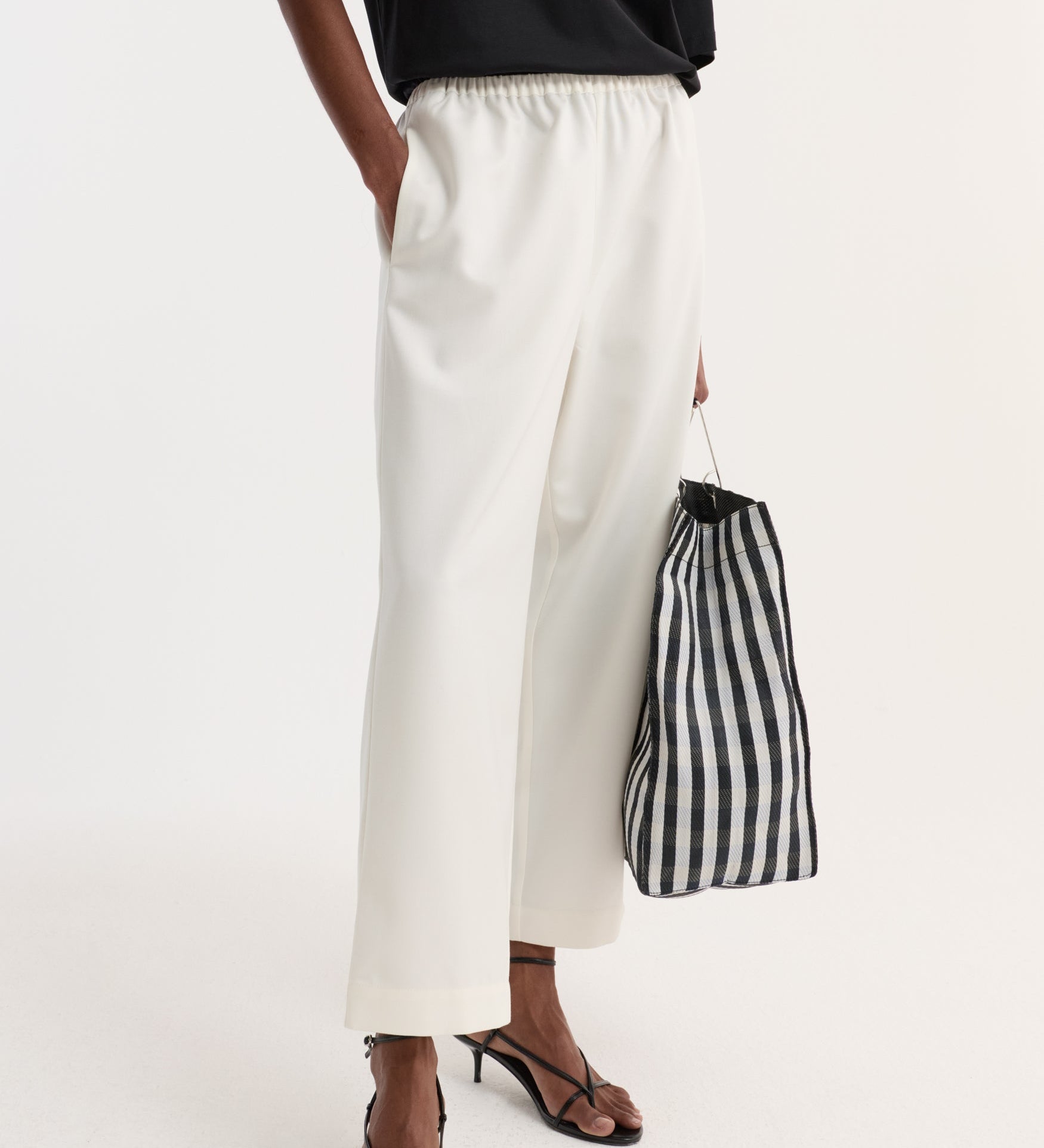 ROHE - Cropped wide leg trousers | off white