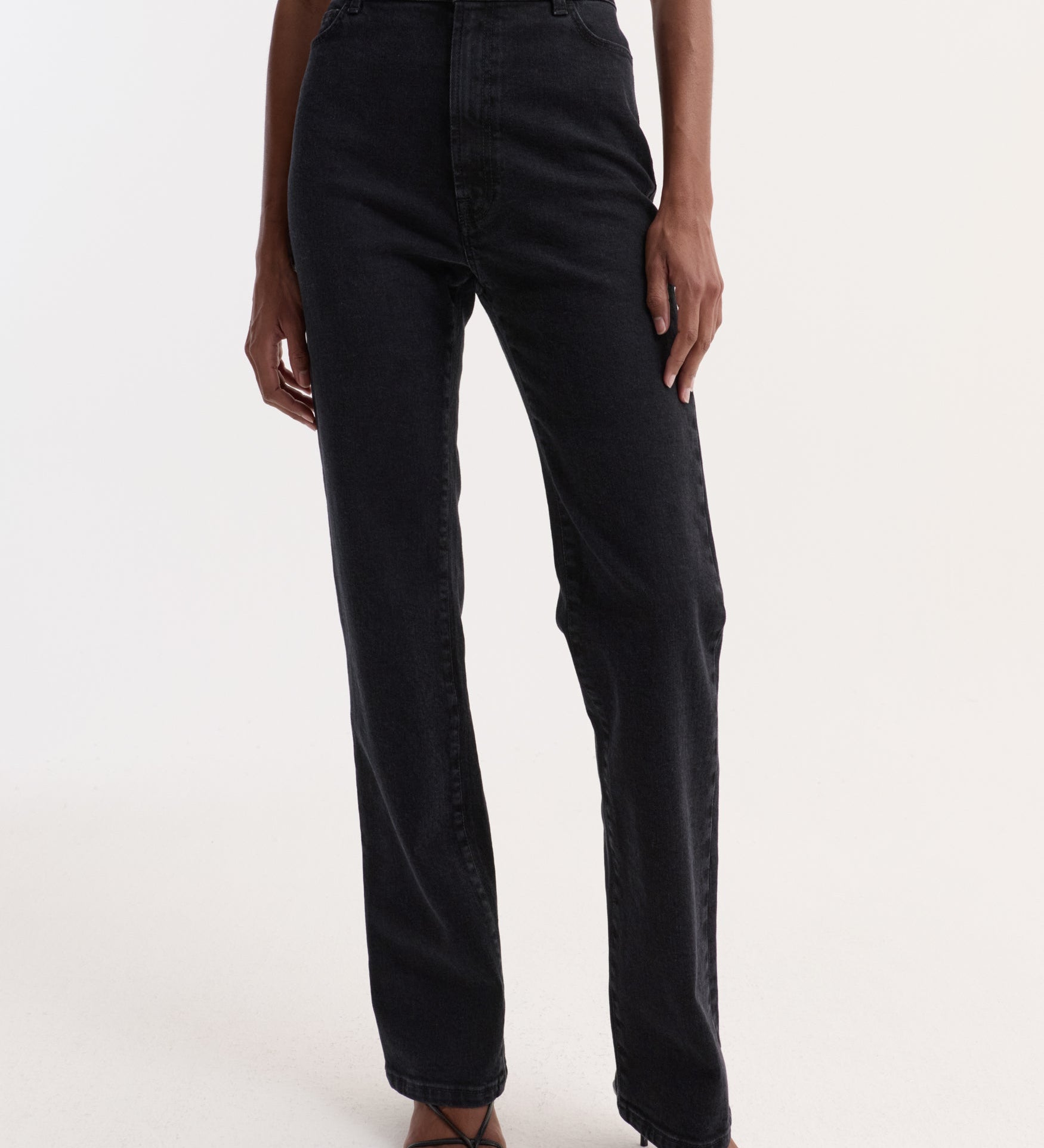 ROHE - High - rise straight stretch denim | black