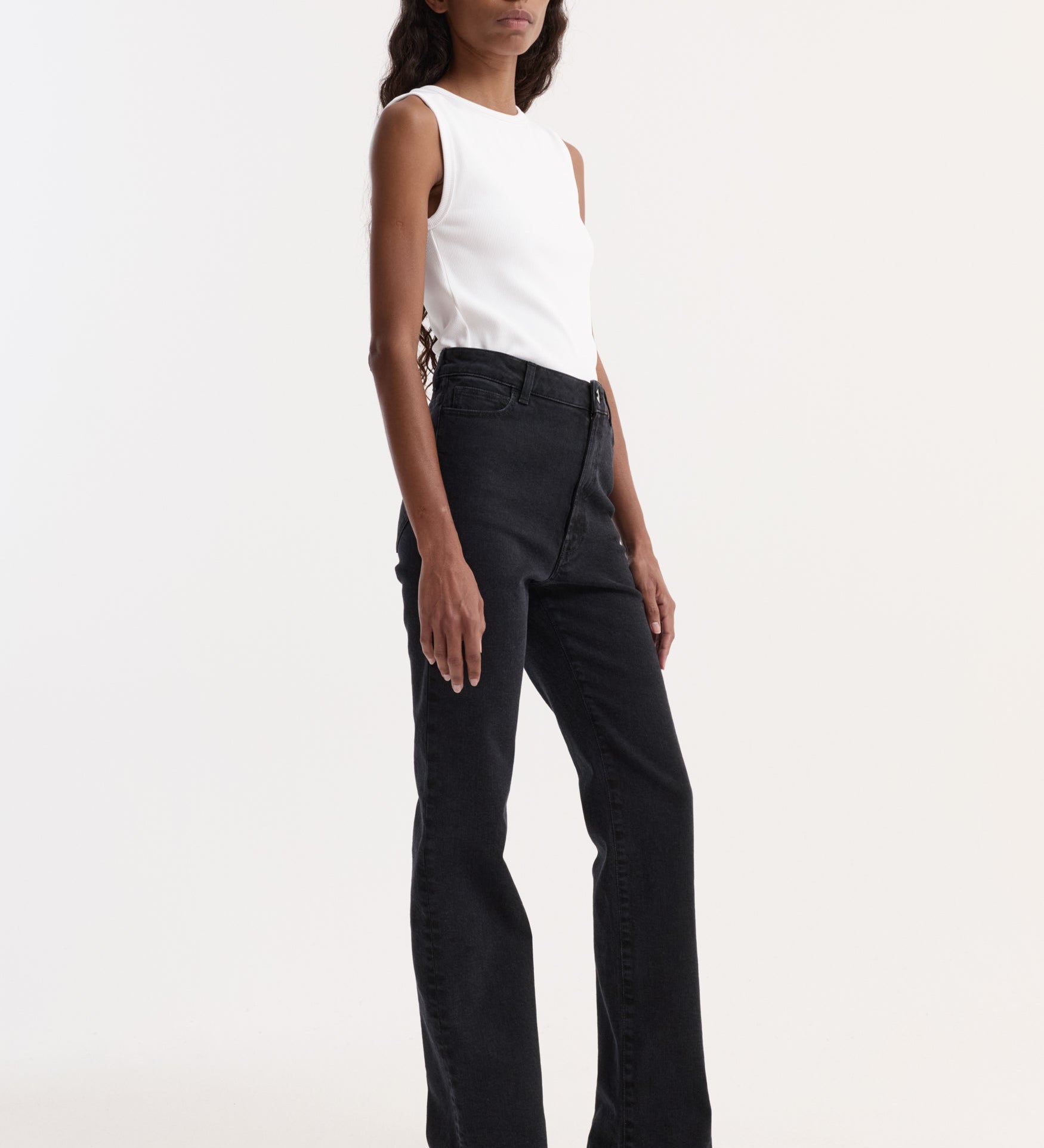 ROHE - High - rise straight stretch denim | black