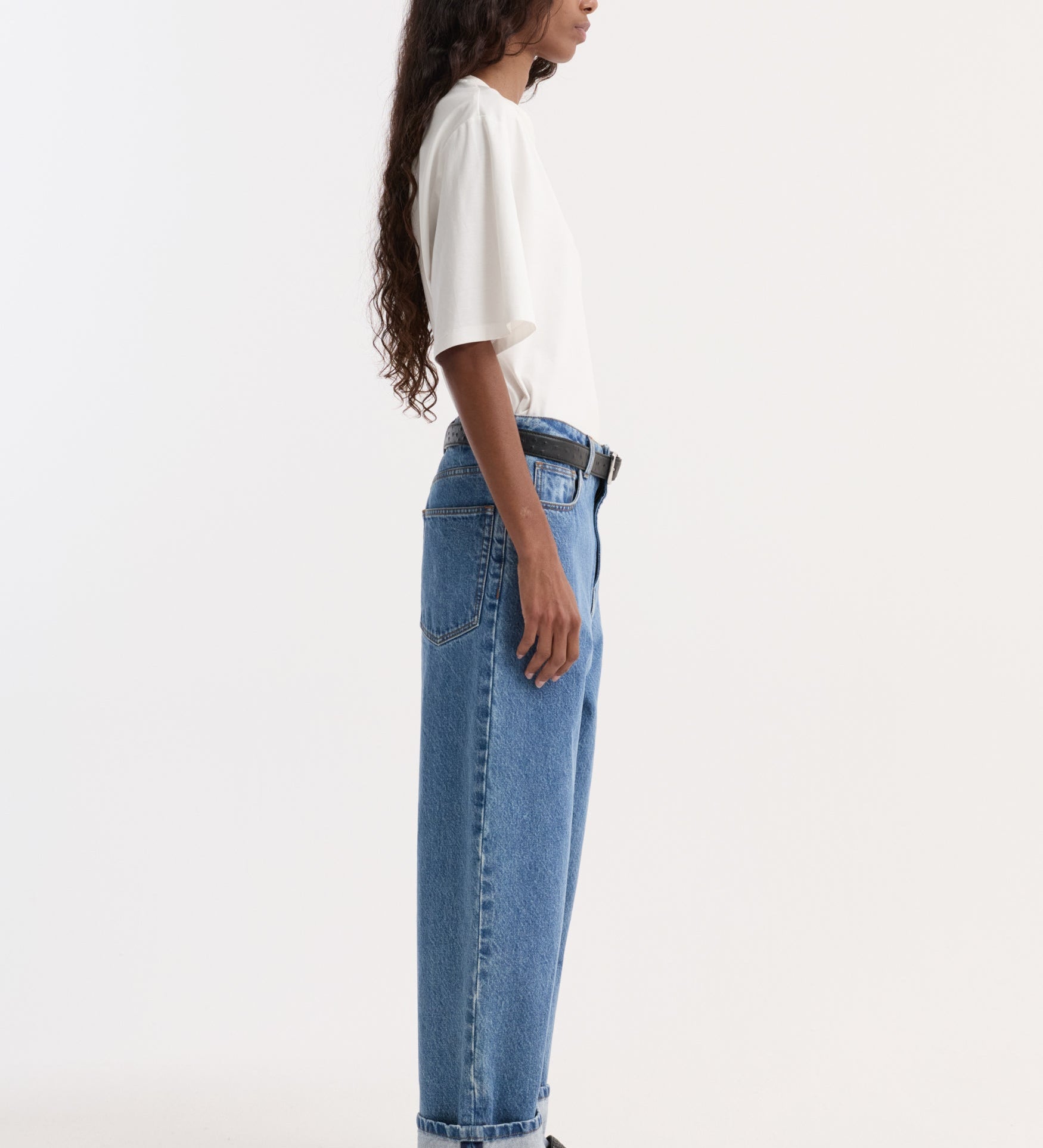 ROHE - Turn - up baggy denim | heritage blue