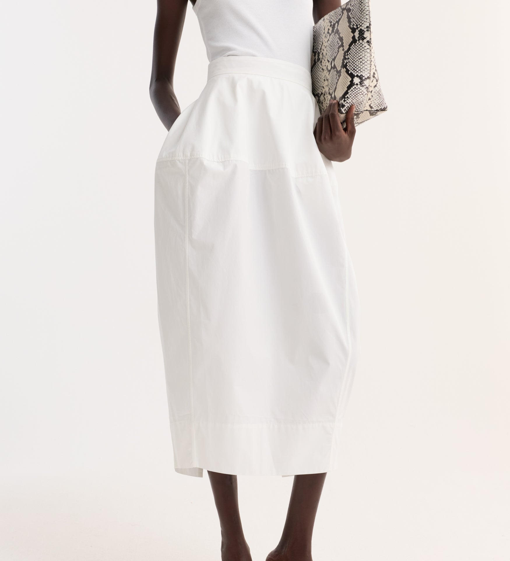 ROHE - Sculptural poplin skirt | optic white