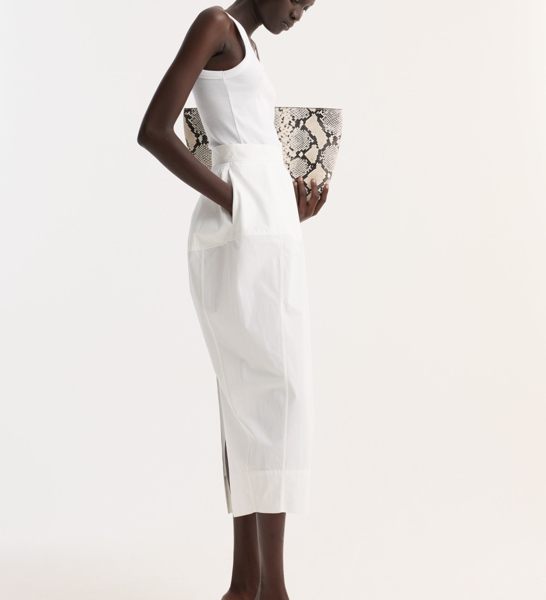 ROHE - Sculptural poplin skirt | optic white