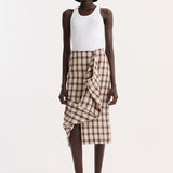 ROHE - Draped check skirt | red table check
