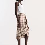 ROHE - Draped check skirt | red table check