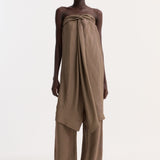 ROHE - Sarong top | brown mini check