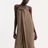 ROHE - Sarong top | brown mini check