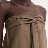 ROHE - Sarong top | brown mini check