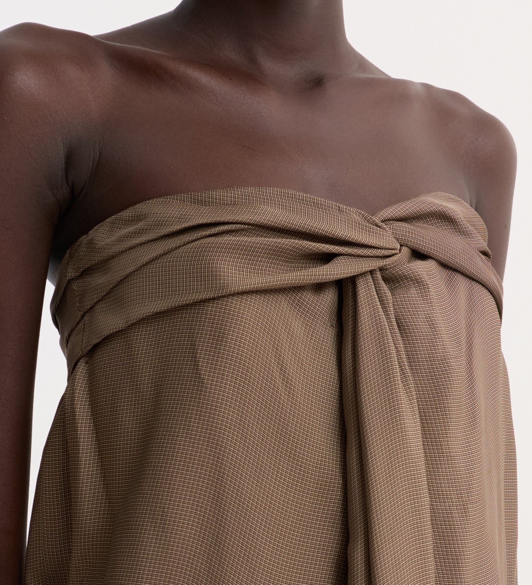 ROHE - Sarong top | brown mini check