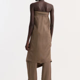 ROHE - Sarong top | brown mini check