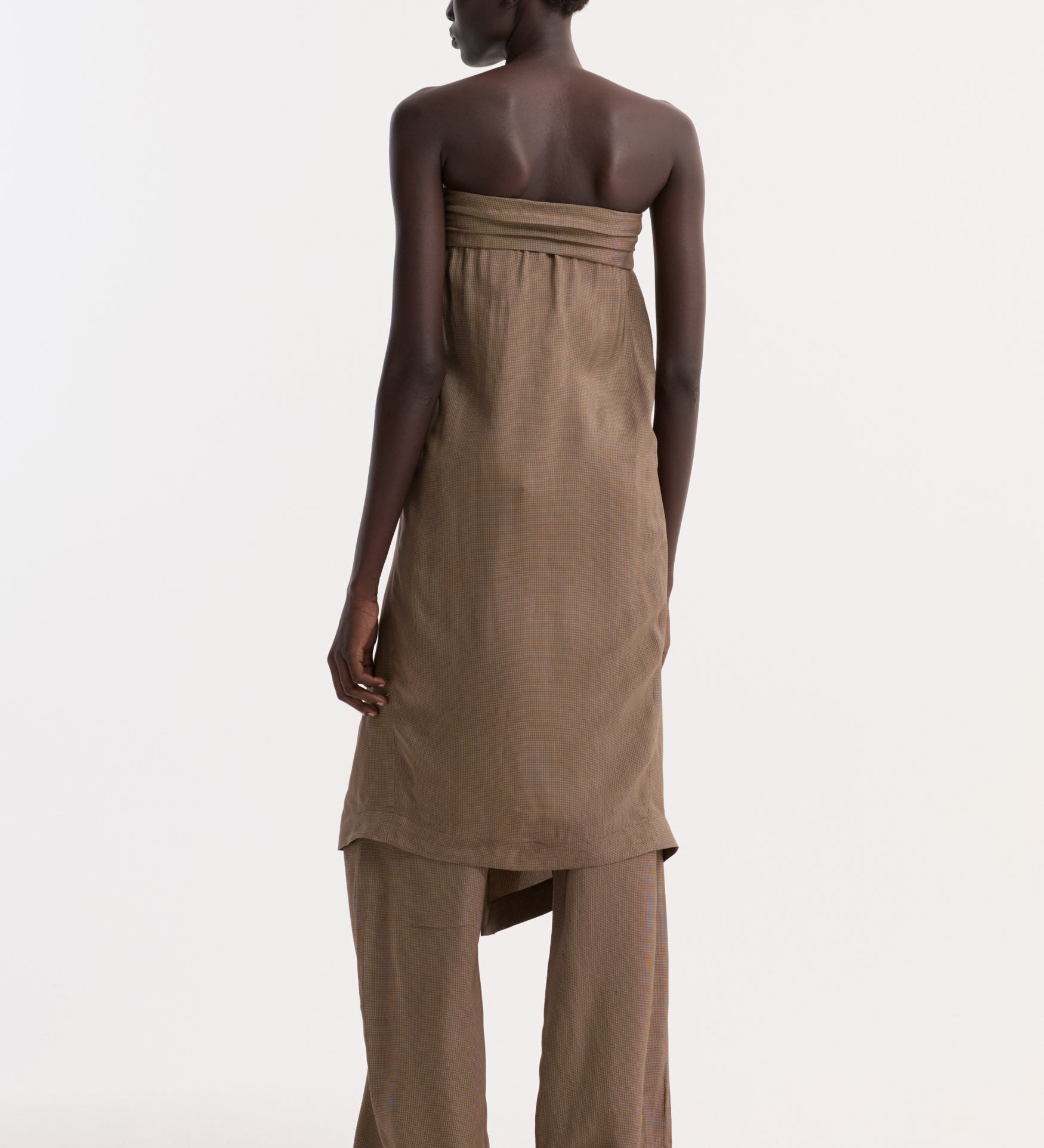 ROHE - Sarong top | brown mini check