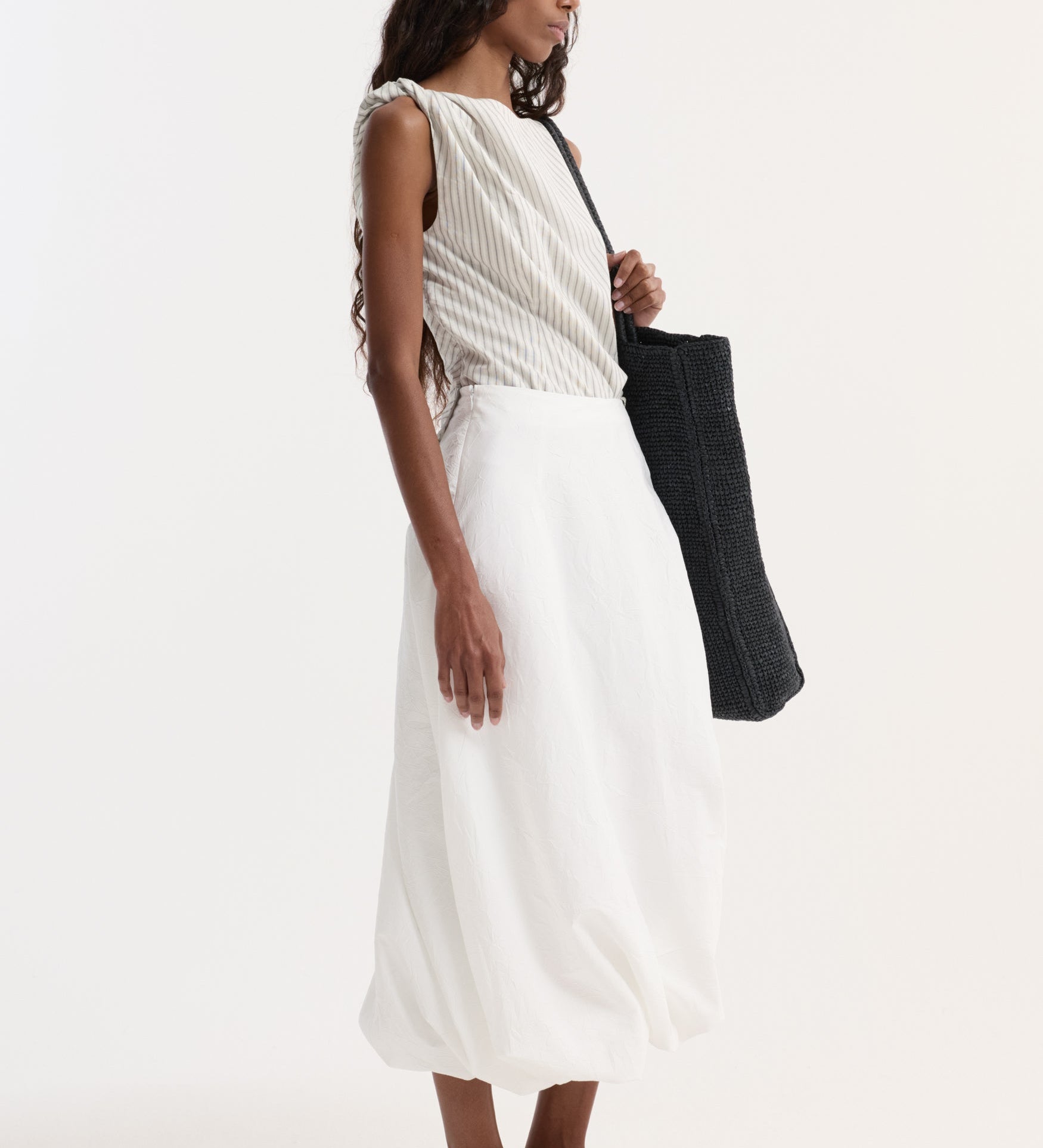 ROHE - Twisted crushed cotton skirt | optic white