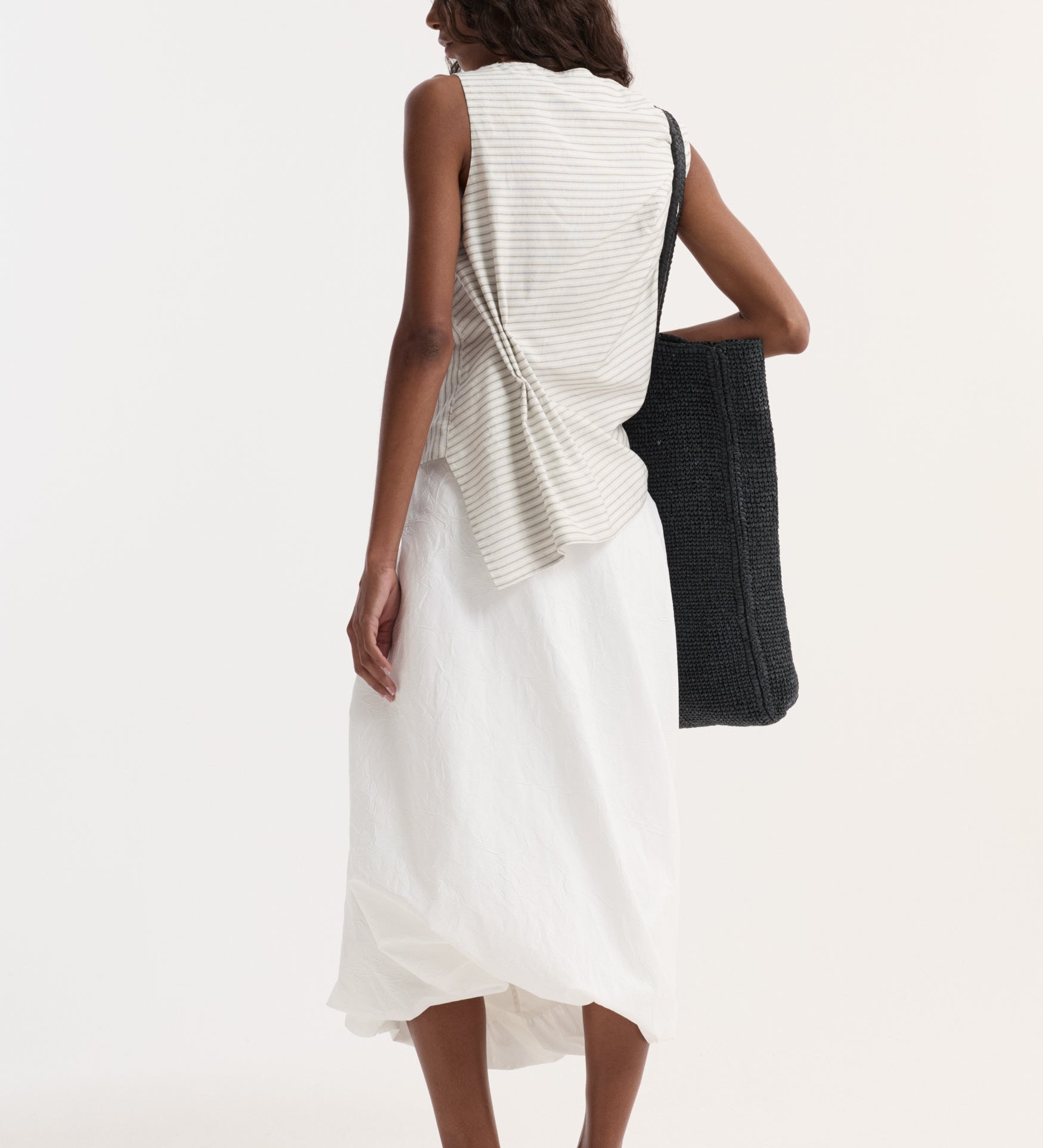 ROHE - Twisted crushed cotton skirt | optic white