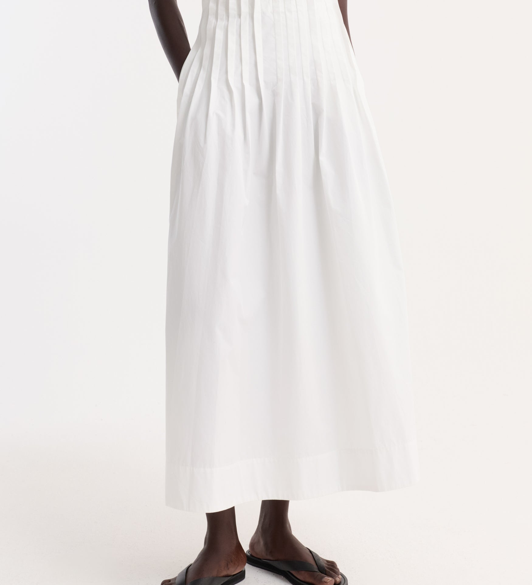ROHE - Pleated poplin maxi skirt | optic white