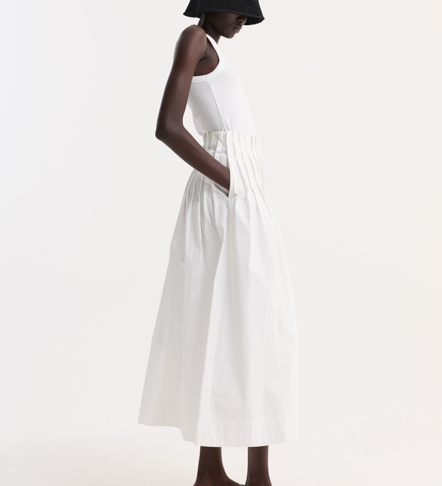 ROHE - Pleated poplin maxi skirt | optic white
