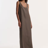 ROHE - Silk scoop - neck dress | earth