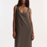 ROHE - Silk scoop - neck dress | earth