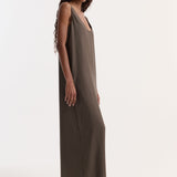 ROHE - Silk scoop - neck dress | earth