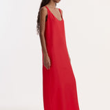 ROHE - Silk scoop - neck dress | red