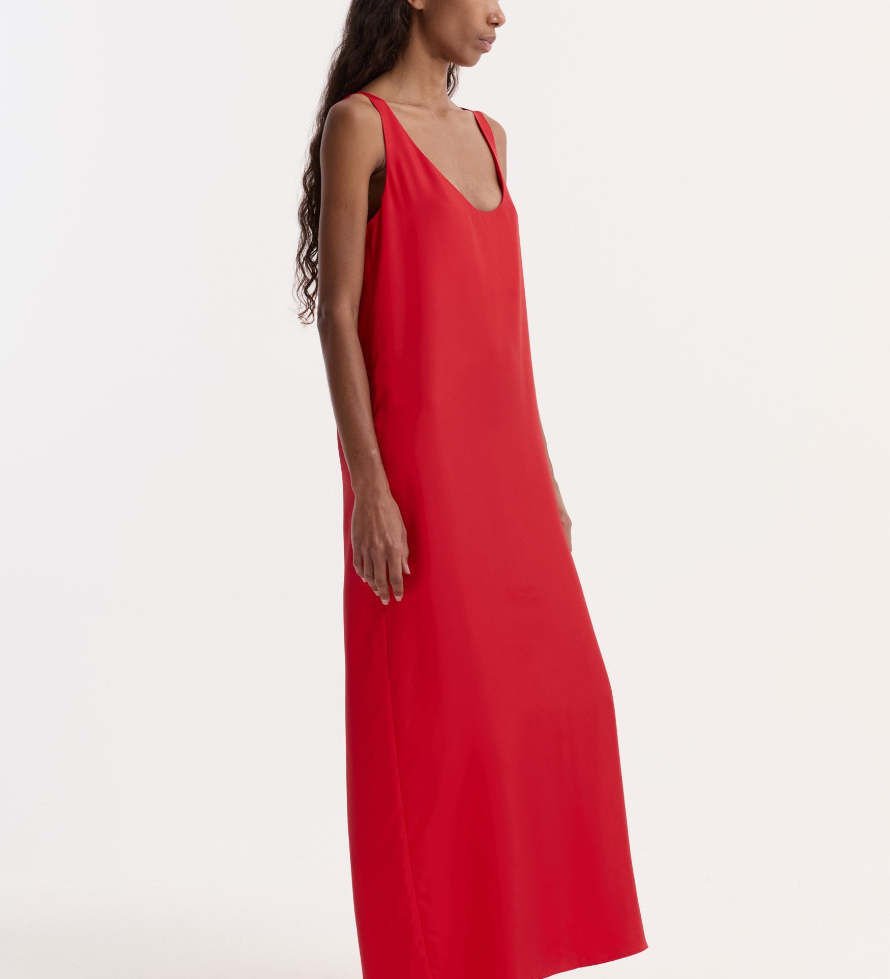 ROHE - Silk scoop - neck dress | red
