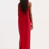 ROHE - Silk scoop - neck dress | red