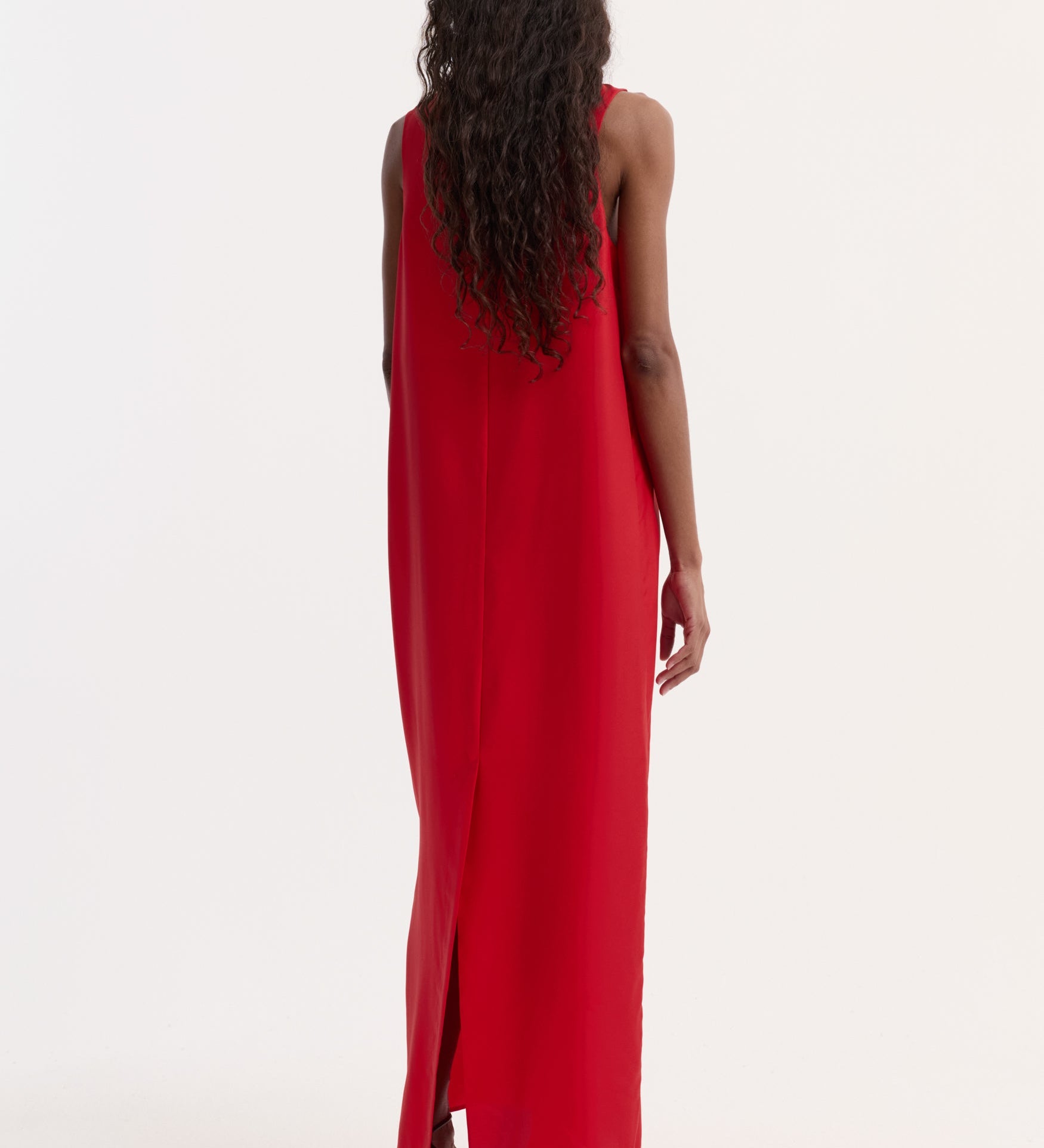 ROHE - Silk scoop - neck dress | red