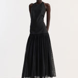 ROHE - Pleated muslin halter dress | black