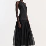 ROHE - Pleated muslin halter dress | black