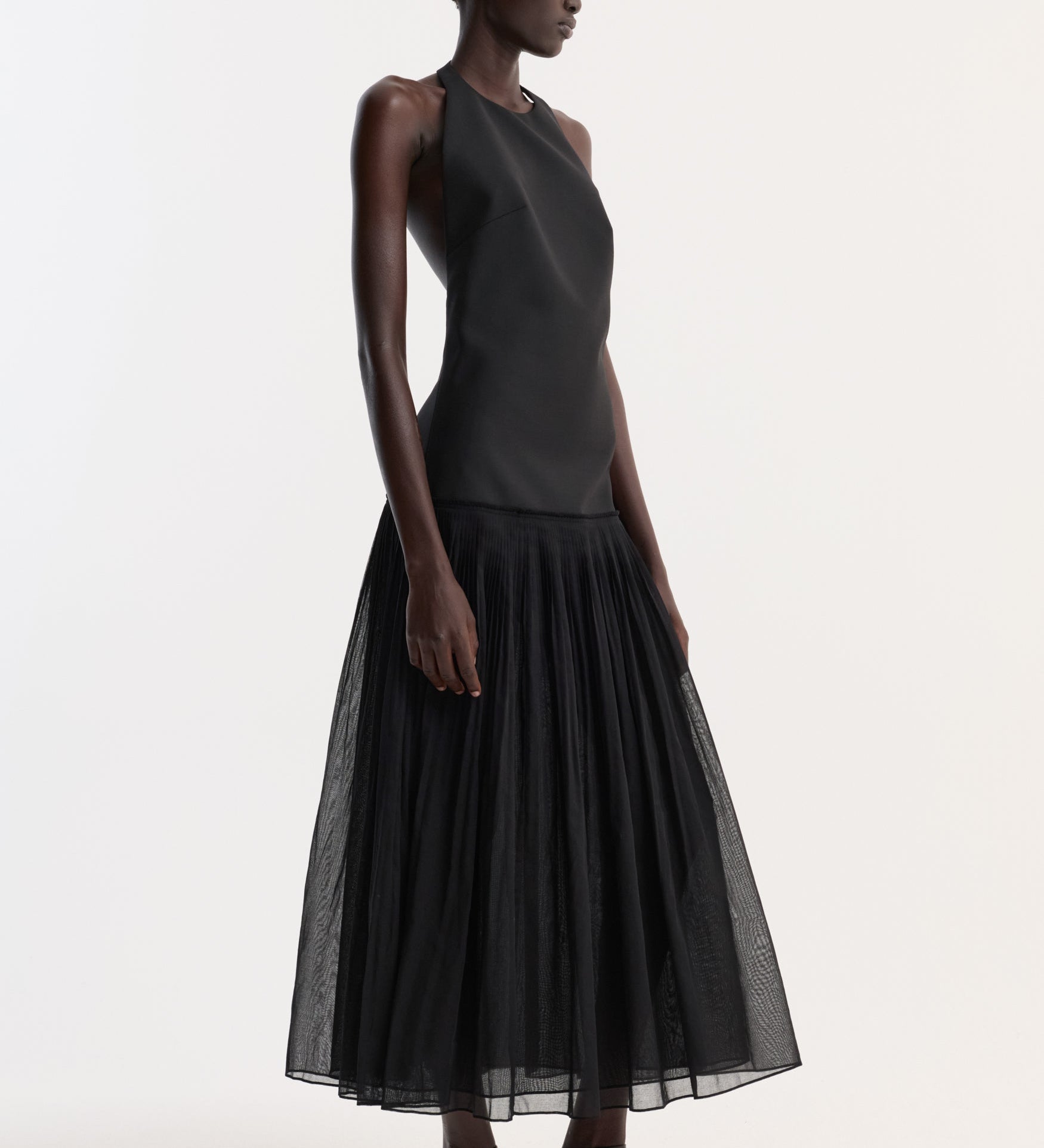 ROHE - Pleated muslin halter dress | black