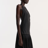 ROHE - Pleated muslin halter dress | black
