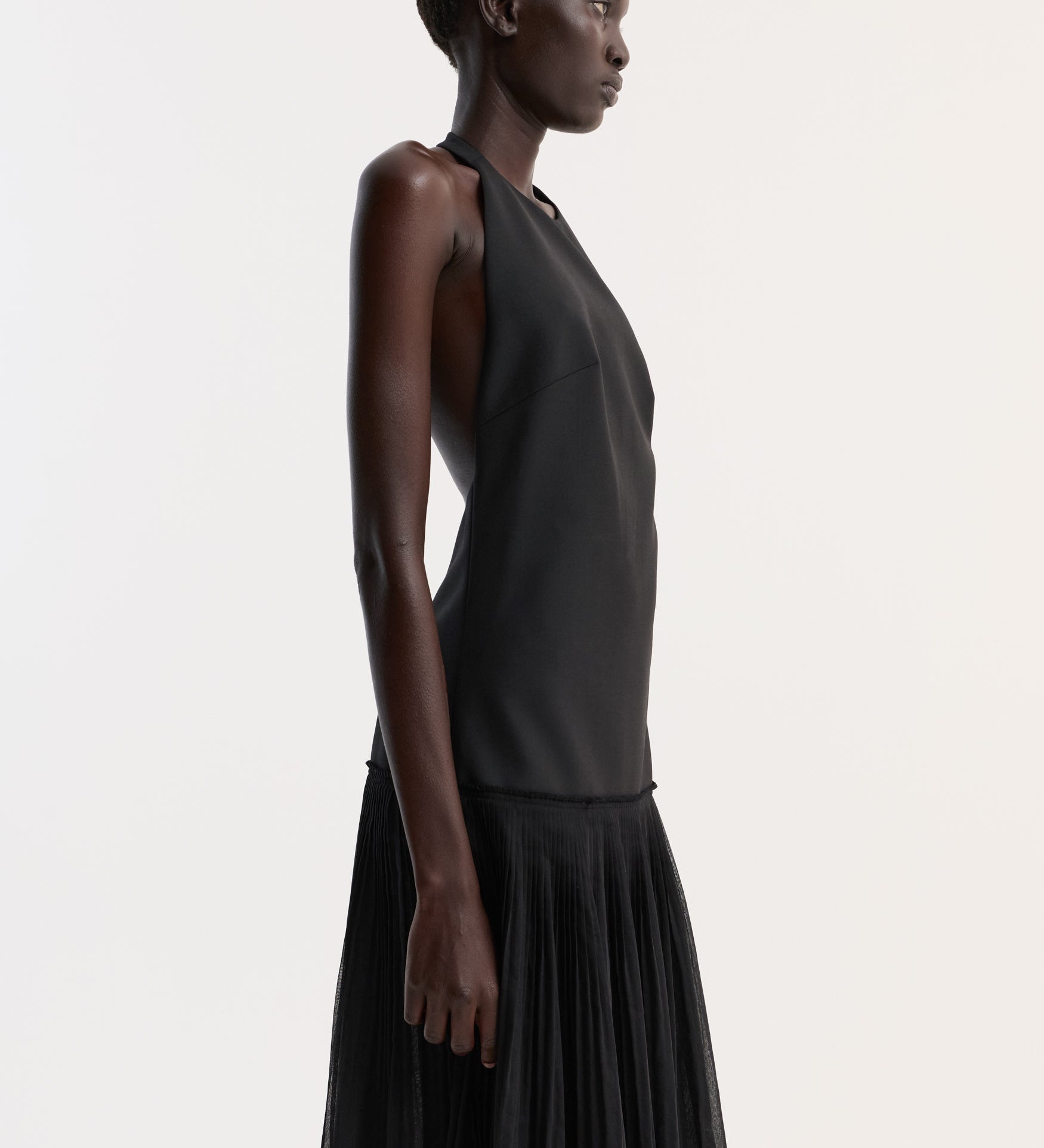 ROHE - Pleated muslin halter dress | black