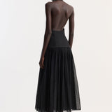 ROHE - Pleated muslin halter dress | black