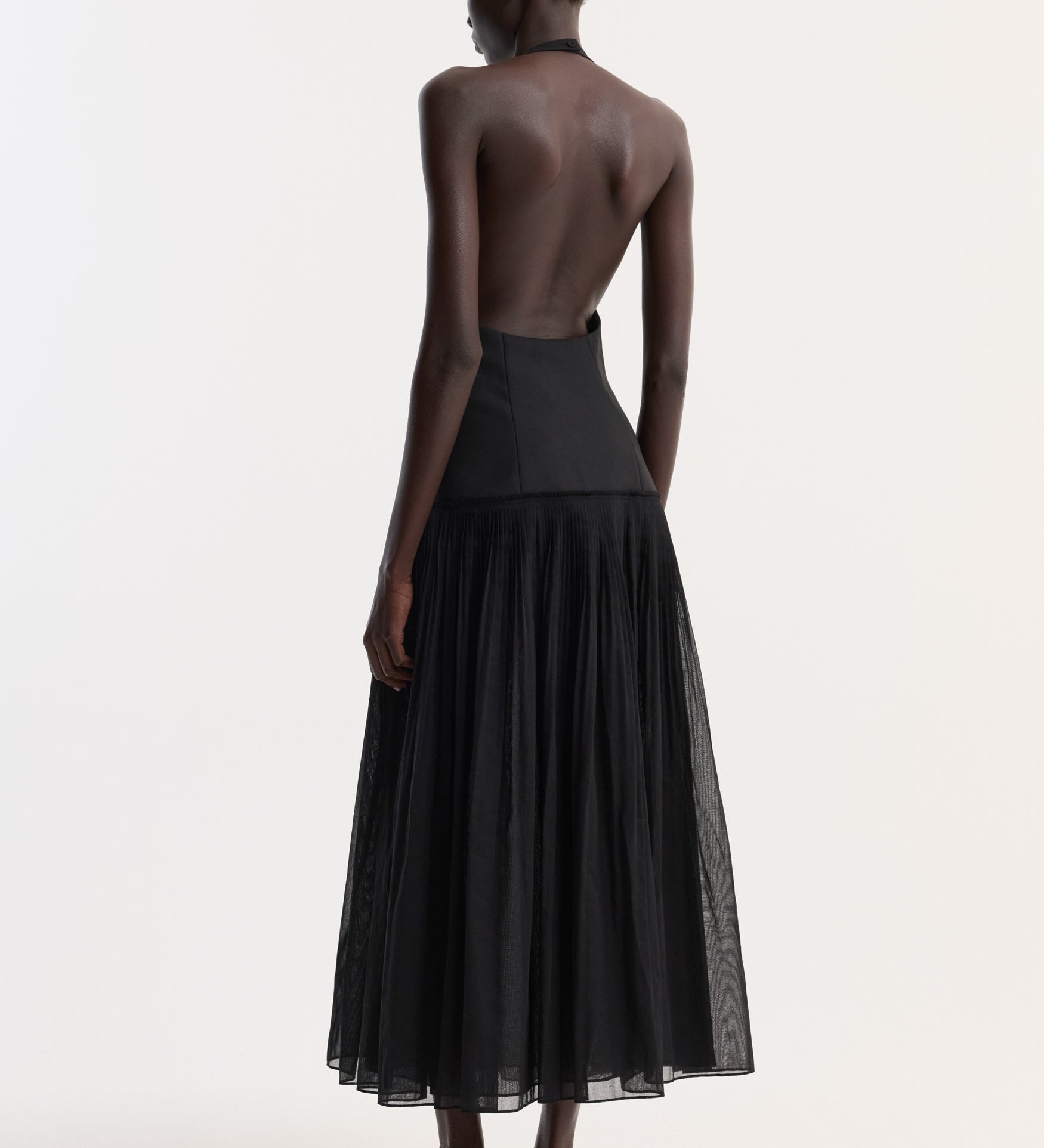 ROHE - Pleated muslin halter dress | black