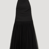 ROHE - Pleated muslin halter dress | black