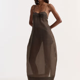 ROHE - Sheer bustier volume dress | earth