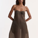 ROHE - Sheer bustier volume dress | earth