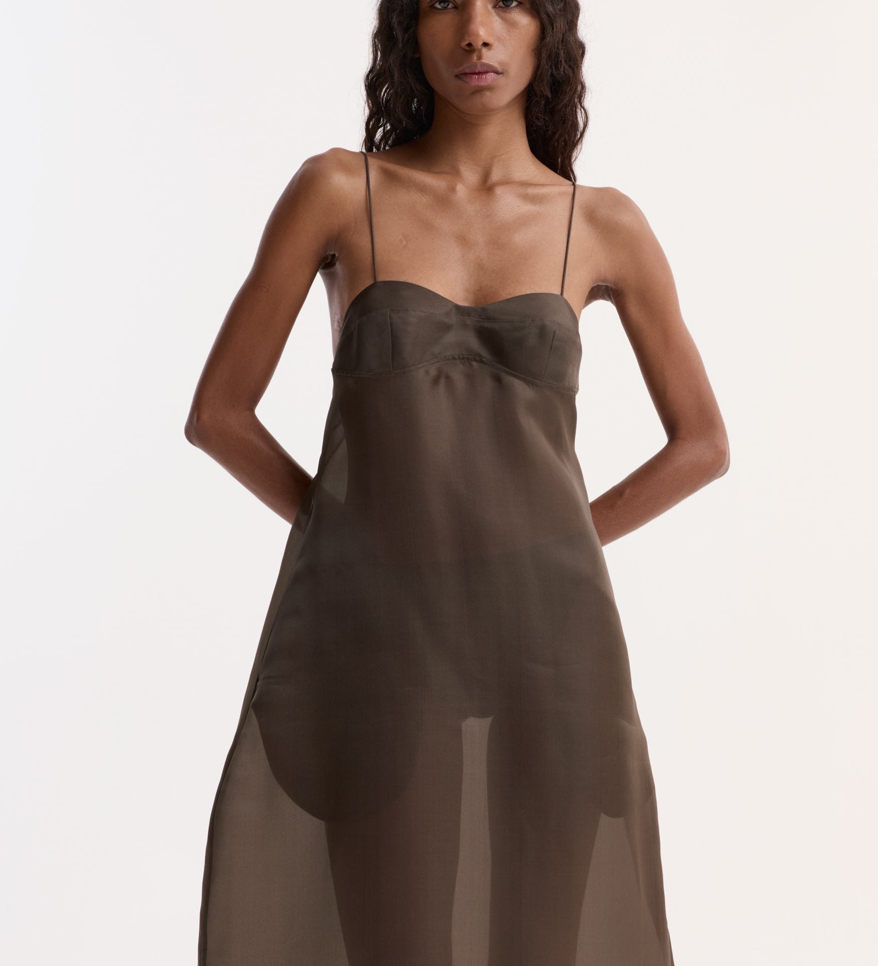 ROHE - Sheer bustier volume dress | earth