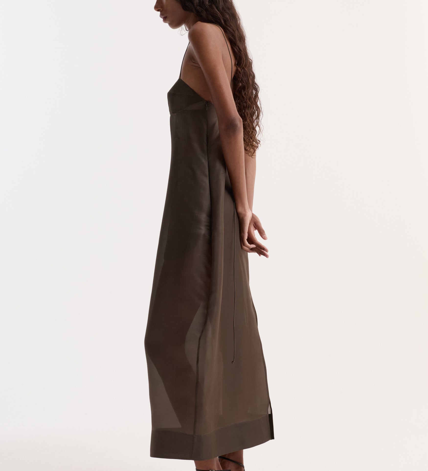ROHE - Sheer bustier volume dress | earth