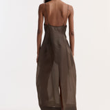 ROHE - Sheer bustier volume dress | earth